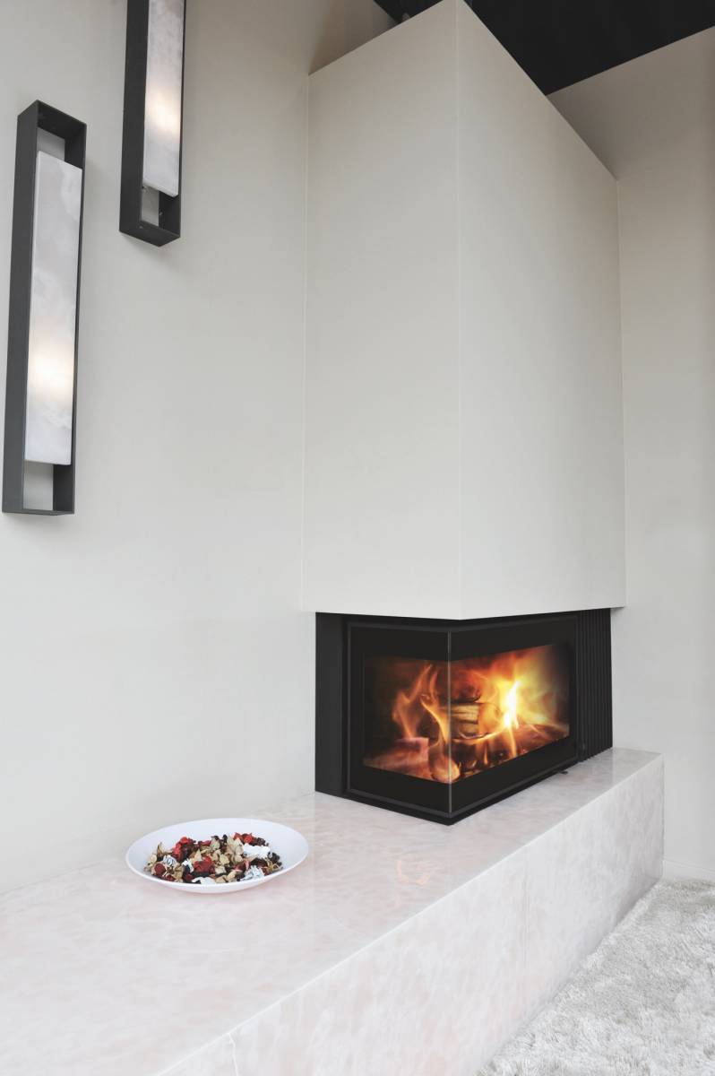 cheminée en angle pour une large vision du feu Pessac